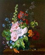 Jan van Huysum Hollyhocks and other Flowers in a Vase Sweden oil painting reproduction